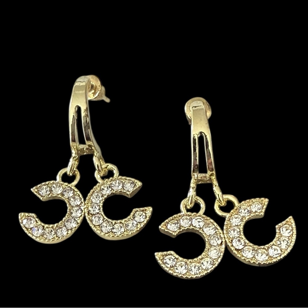 FASHION JEWELRY Rhinestone Delicate CC Dangle Posts - NWT